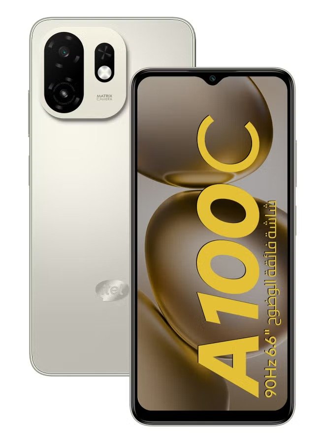 ايتل A100C ، سعة 128 جيجا بايت ، رام 3 جيجا بايت ، شبكة 4G ، شريحتين - ذهبي تيتانيوم