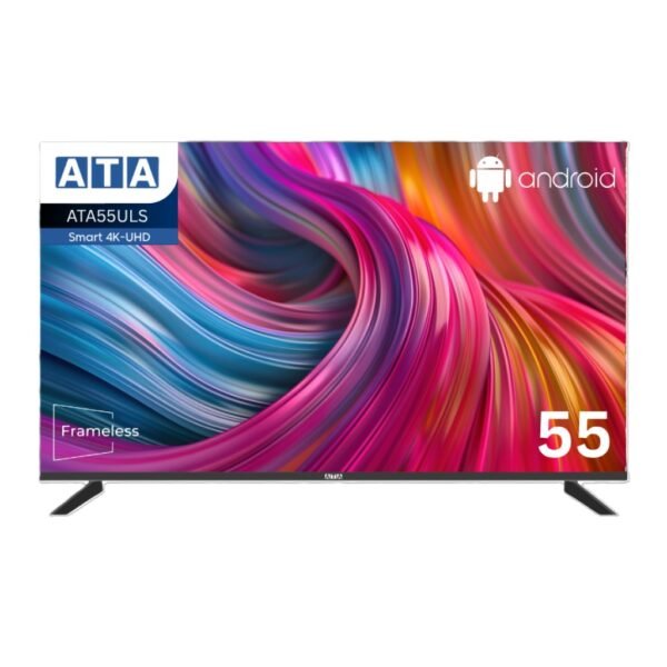 شاشة تلفزيون سمارت بدون إطار ايه تي ايه ، مقاس 55 بوصة ، ليد ، دقة 4K UHD