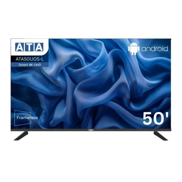 شاشة تلفزيون سمارت بدون إطار ايه تي ايه ، مقاس 50 بوصة ، ليد ، دقة 4K UHD