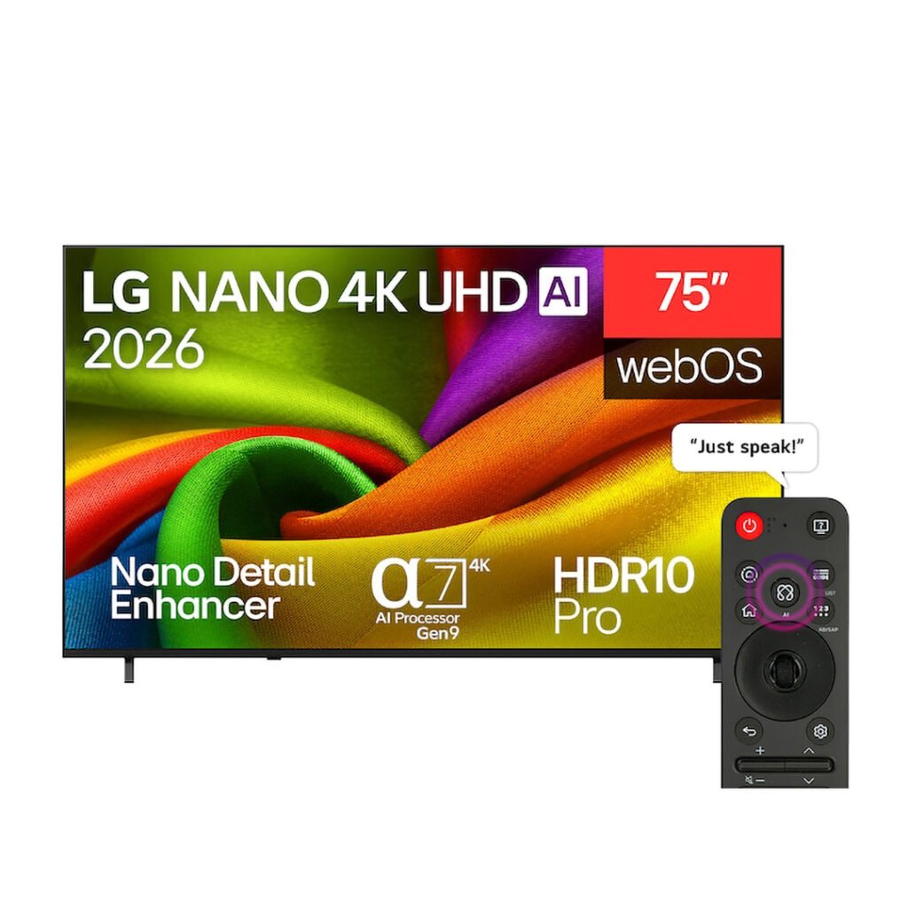 شاشة تلفزيون سمارت ال جي ، مقاس 75 بوصة ، ليد ، دقة نانو 4K UHD ، بريسيفر داخلي